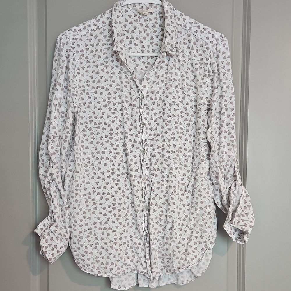 Jane And Delancey Large Heart Pattern Lightweight Casual Fall Top